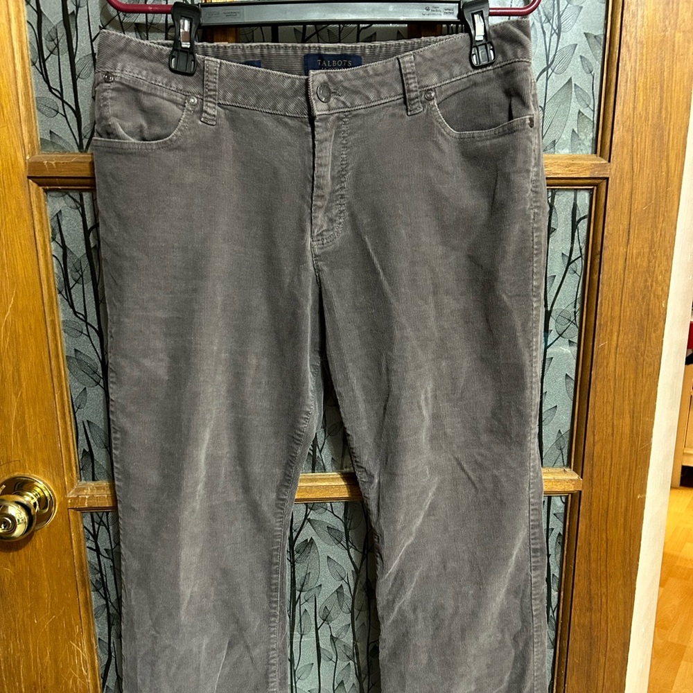 Talbots Womens Pants 12P Curvy Corduroy Gray Signature Bootcut
